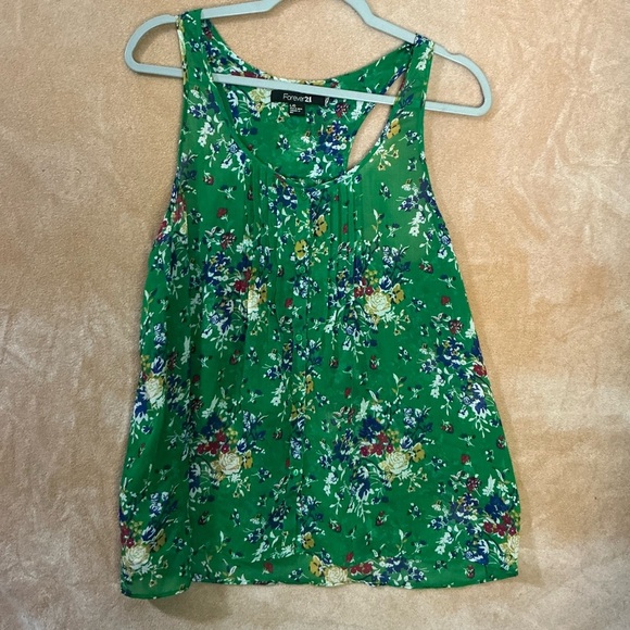Floral Green Sleeveless Top - Picture 3 of 6